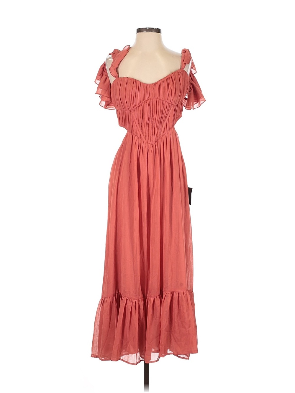 MWT Lulu's Medium Coral Pink Ruffled Dress